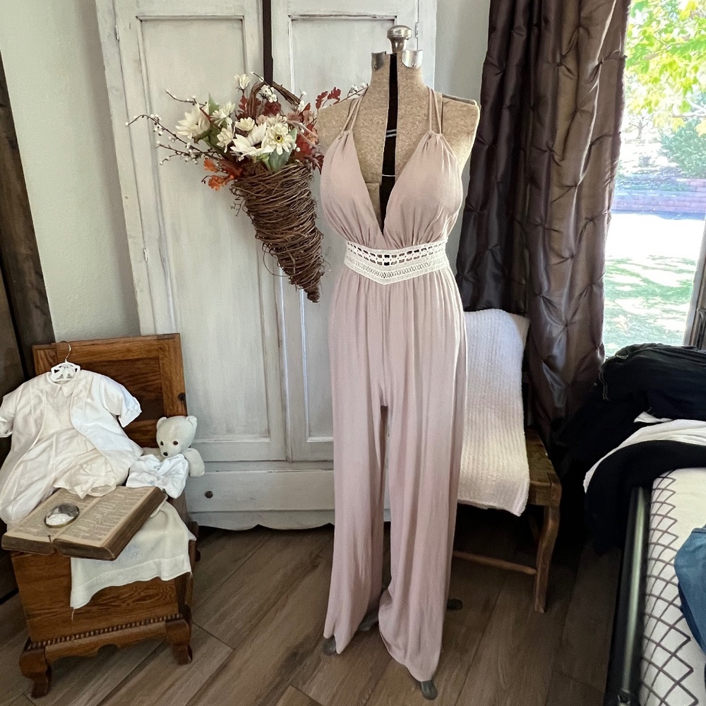 Windsor backless natural jumpsuit, size small